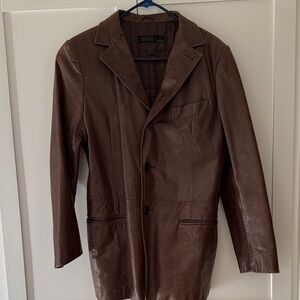 Barneys New York Chocolate Leather Jacket